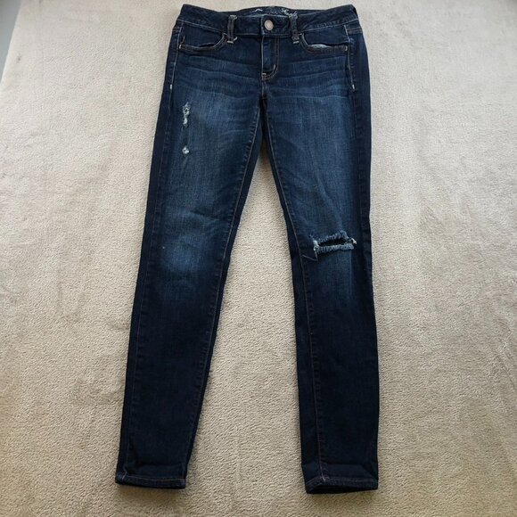 American Eagle Womens Jeans Size 4 Skinny Ankle Distressed Classic Casual Blue - Picture 14 of 15